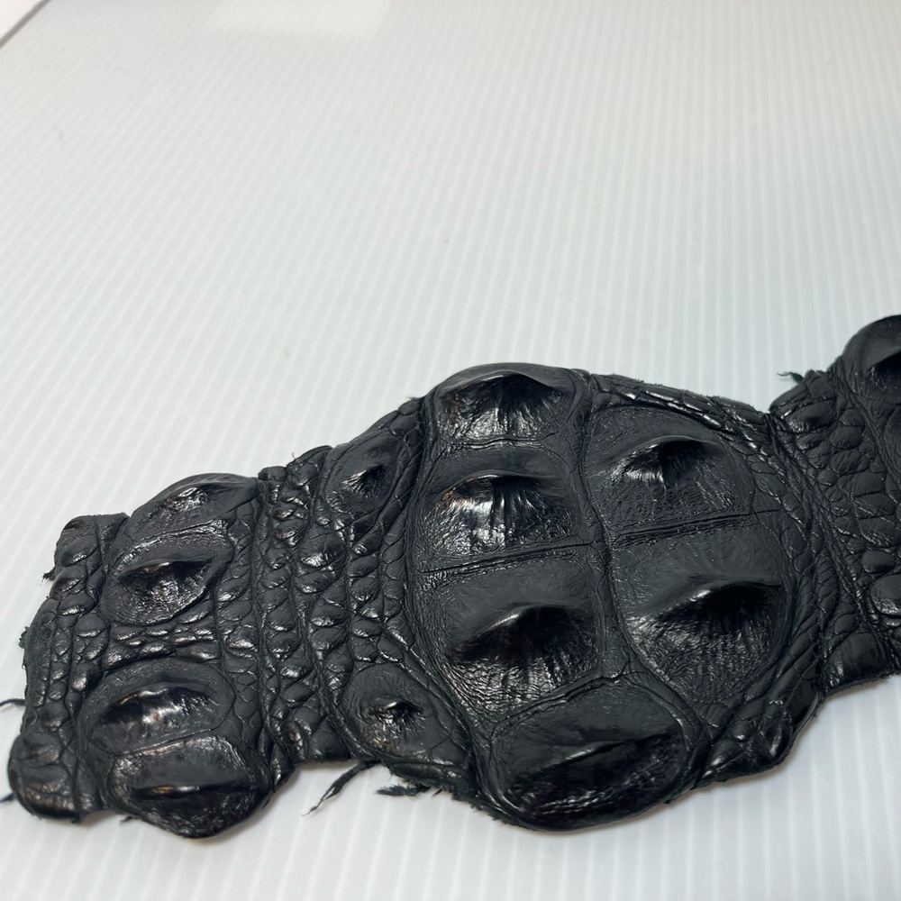 Genuine Alligator Leather Black Tanned Exotic Hornback Hide /Skin - Picture 3 of 16